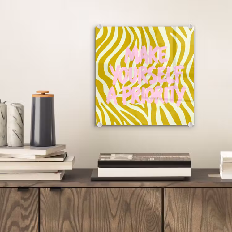 Glas schilderij - Zebraprint - Priority - Roze — 2