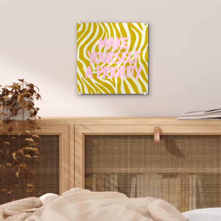 Glas schilderij - Zebraprint - Priority - Roze — 5