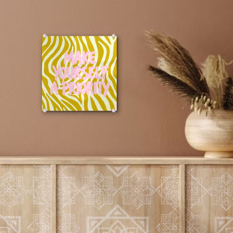 Glas schilderij - Zebraprint - Priority - Roze — 6