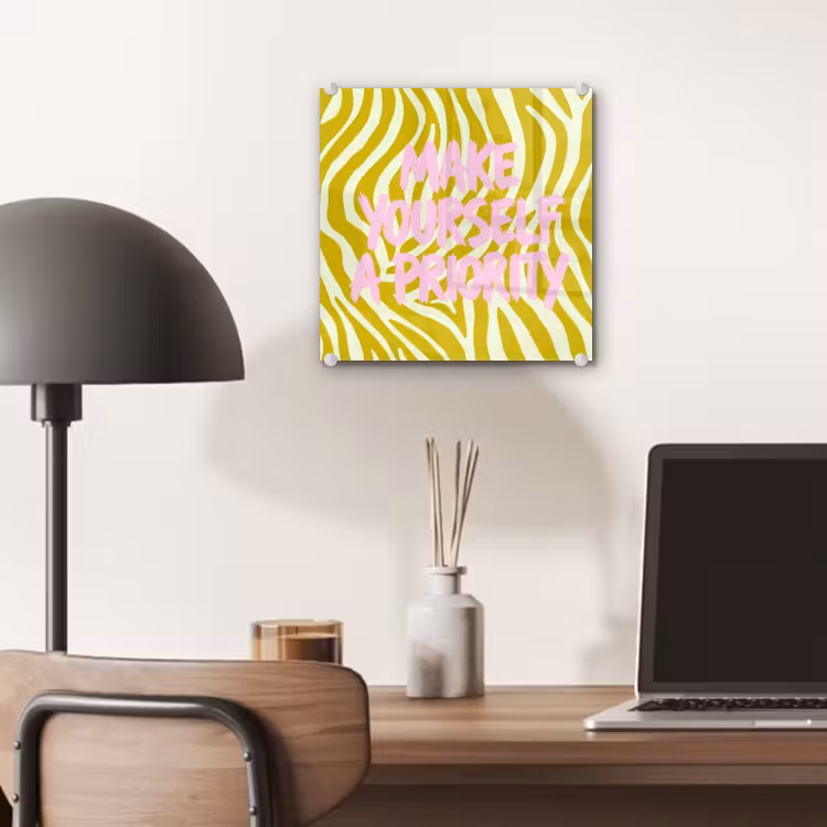 Glas schilderij - Zebraprint - Priority - Roze — 7