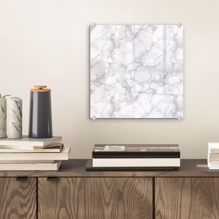 Glas schilderij - Wit - Marmer - Grijs — 2