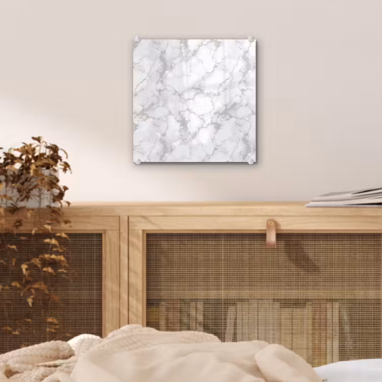 Glas schilderij - Wit - Marmer - Grijs — 5