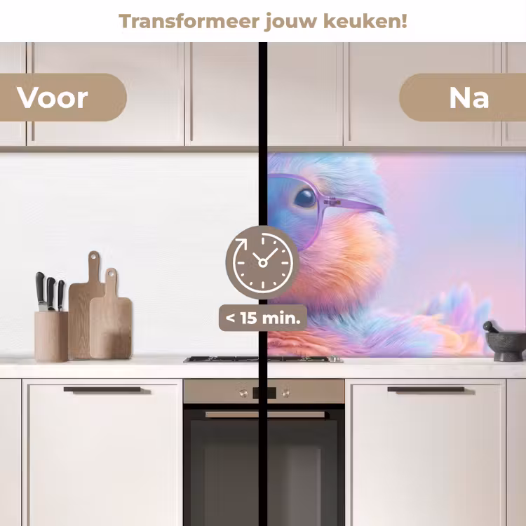 Keuken achterwand - Eend - bril - Pastel — 3