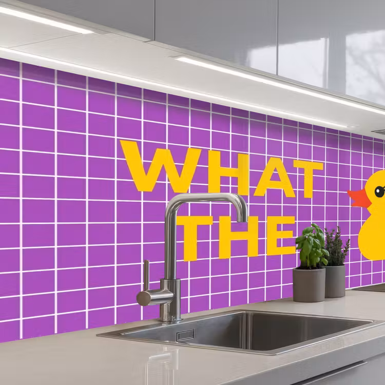 Keuken achterwand - Tekst - Eend - Paars — 2