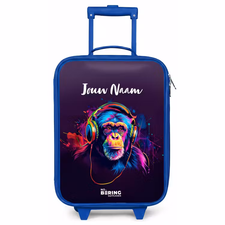 Kinderkoffer met naam - Blauw - Baviaan Beats — 1