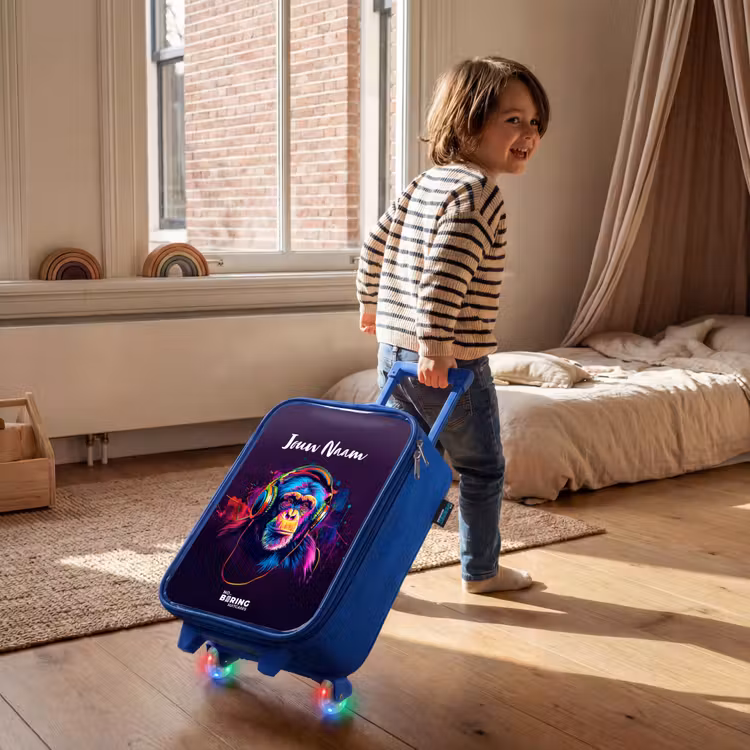Kinderkoffer met naam - Blauw - Baviaan Beats — 3