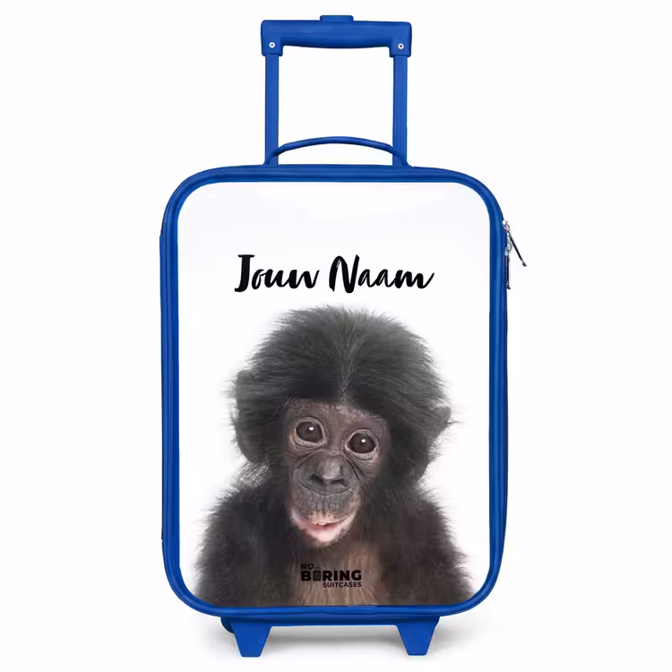 Kinderkoffer met naam - Blauw - Charlie Chimp — 1