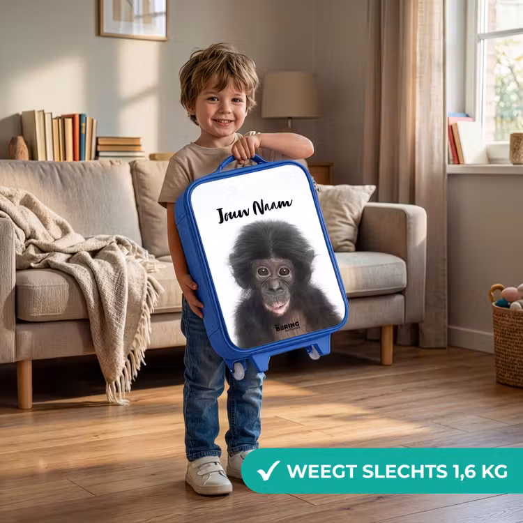 Kinderkoffer met naam - Blauw - Charlie Chimp — 2