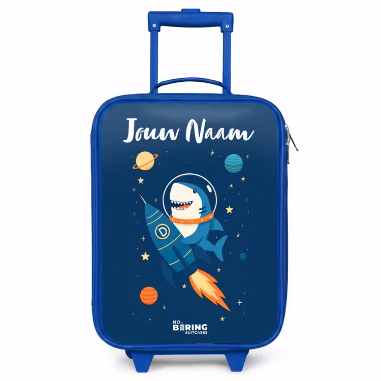 Kinderkoffer met naam - Blauw - Dier - Ruimte - Planeet - Raket — 1