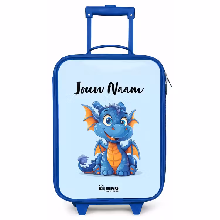 Kinderkoffer met naam - Blauw - Dinky draakje — 1