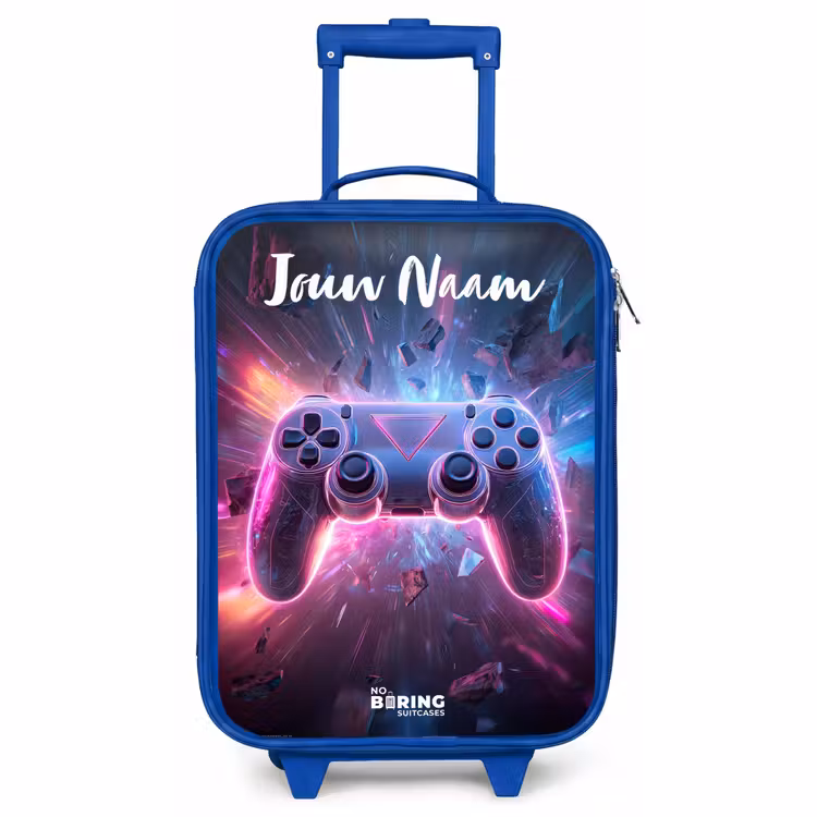 Kinderkoffer met naam - Blauw - Controller - Neon - Game — 1