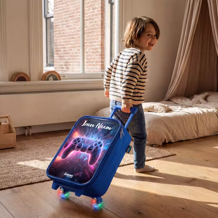 Kinderkoffer met naam - Blauw - Controller - Neon - Game — 3