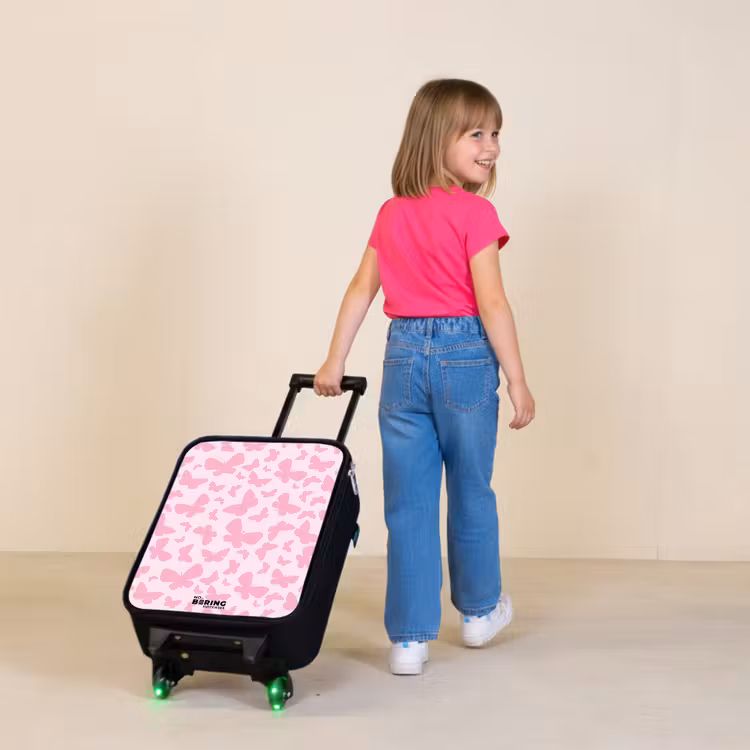 Kinderkoffer - Zwart - Roze vlinders — 2