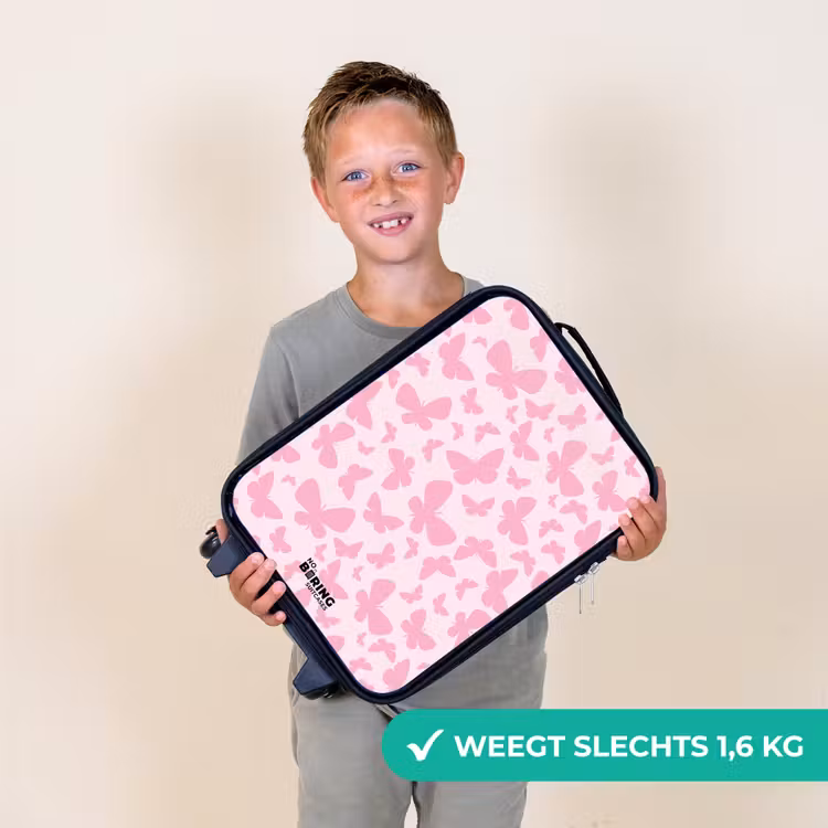Kinderkoffer - Zwart - Roze vlinders — 3