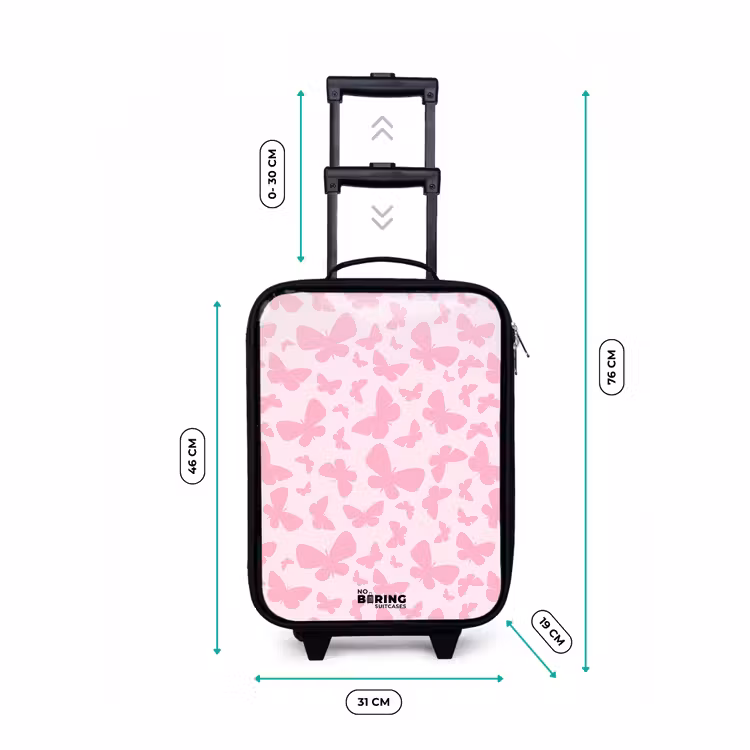 Kinderkoffer - Zwart - Roze vlinders — 7