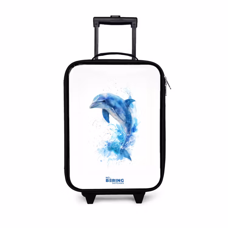 Kinderkoffer - Zwart - Springende blauwe dolfijn — 1