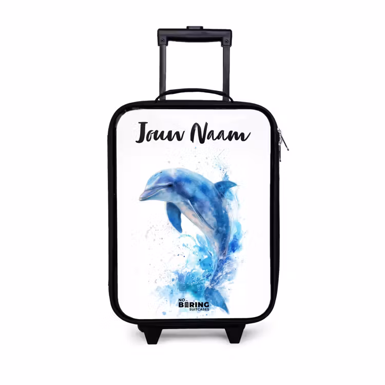 Kinderkoffer met naam - Springende blauwe dolfijn — 1