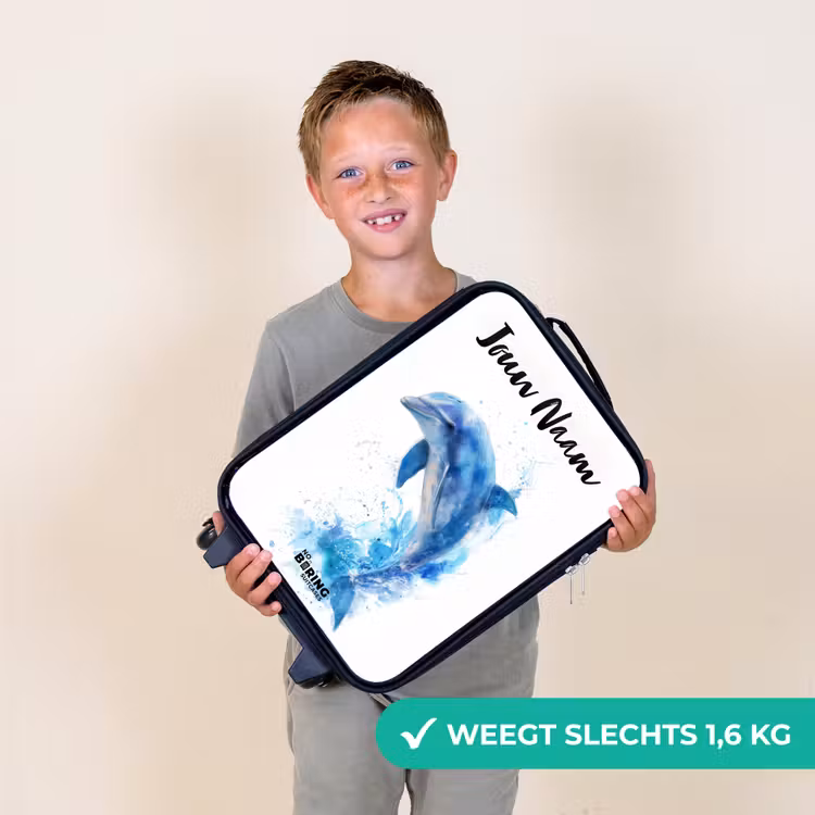 Kinderkoffer met naam - Springende blauwe dolfijn — 3