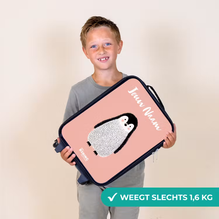 Kinderkoffer met naam - Pinguïn - Stippen - Roze - Minimalistisch — 3