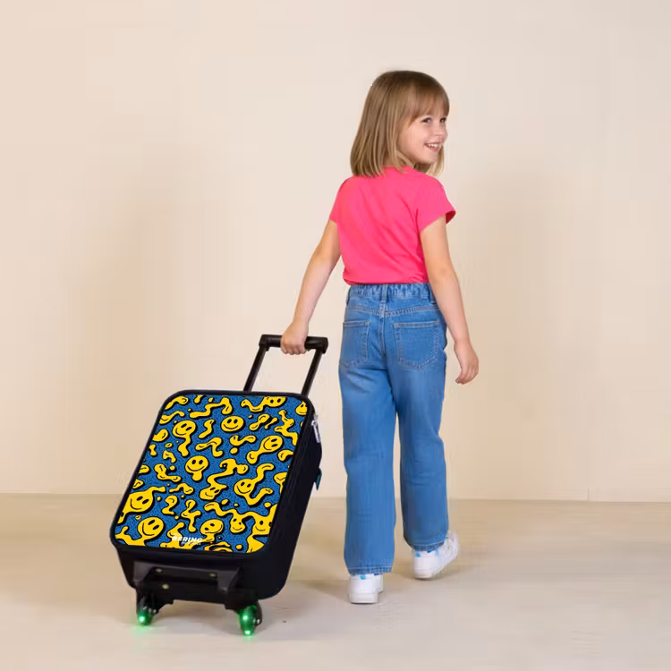 Kinderkoffer - Zwart - Smiley - Blauw - Geel — 2