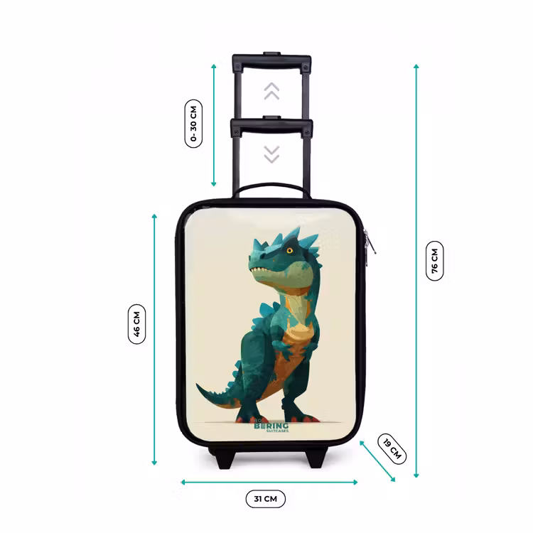 Kinderkoffer - Zwart - Gehoornde dino met scherpe blik — 7