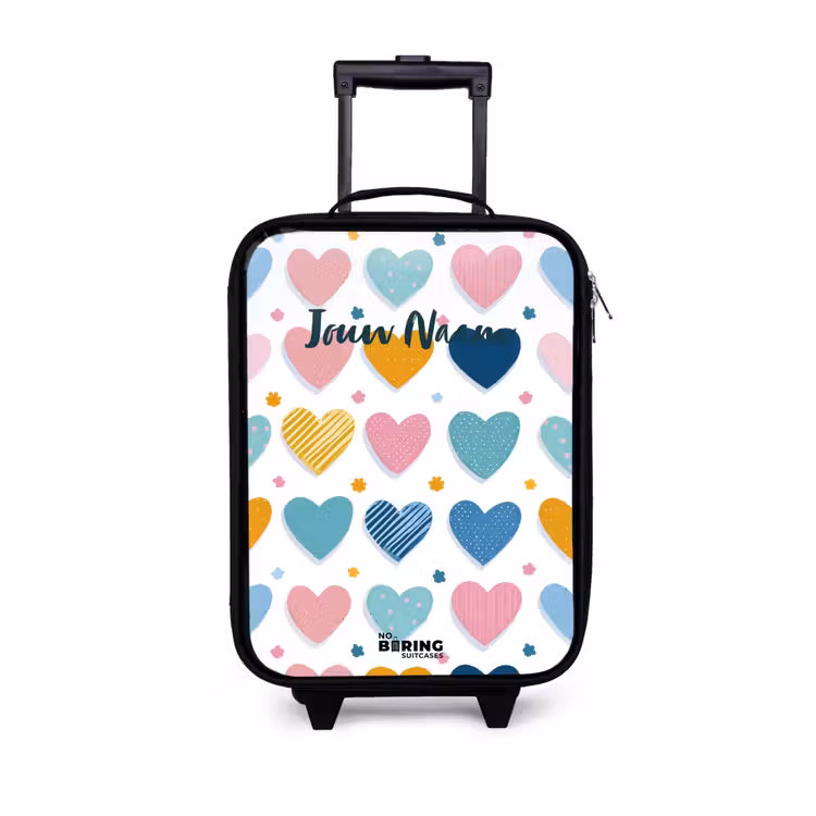 Kinderkoffer - Zwart - Hartenpatroon — 1