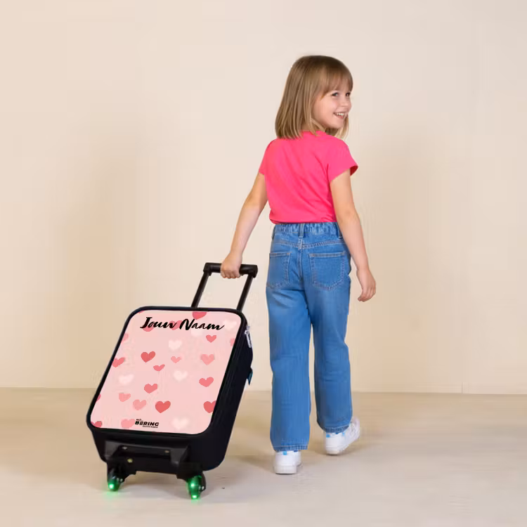 Kinderkoffer met naam - Hartjes - Patroon - Roze — 2
