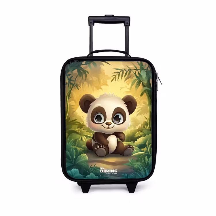 Kinderkoffer - Zwart - Panda - Bamboebos - Groen — 1