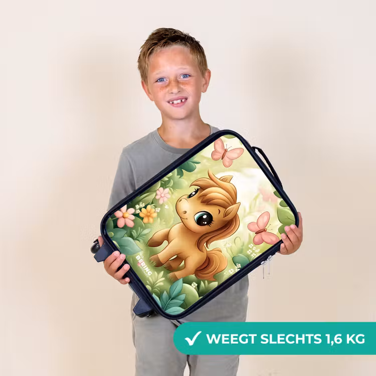 Kinderkoffer - Zwart - Paard - Bloemen - Vlinders — 3