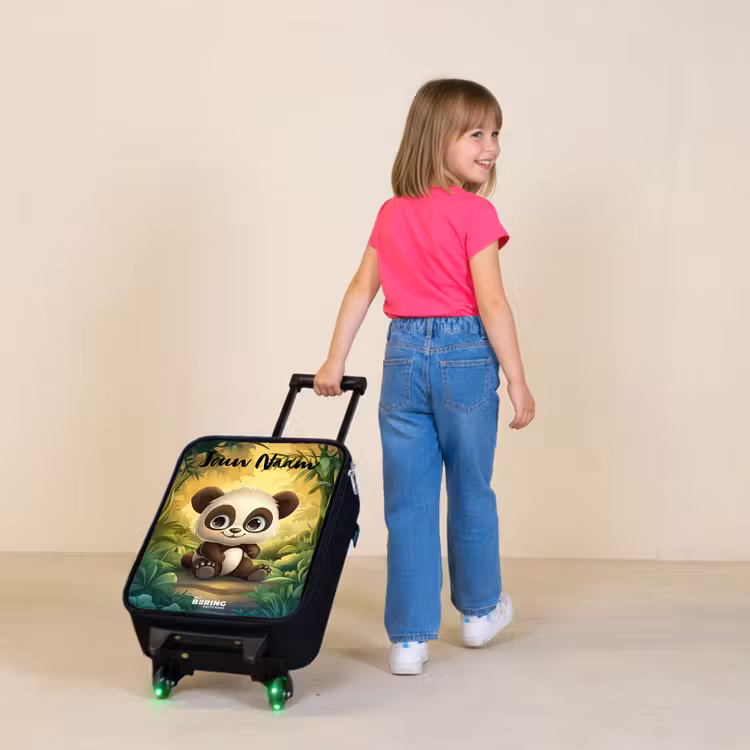 Kinderkoffer met naam - Panda - Bamboebos - Groen — 2
