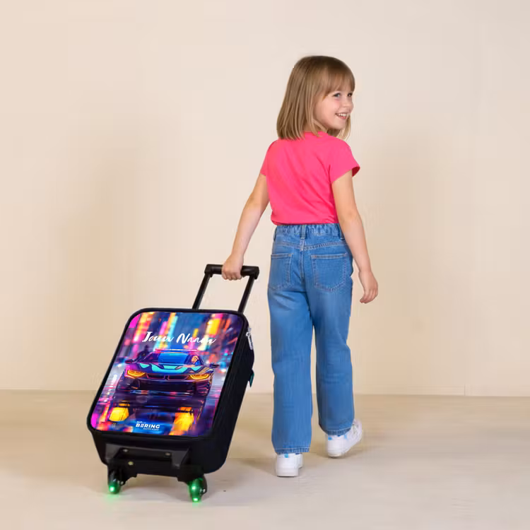 Kinderkoffer - Zwart - Neon nightcar — 2