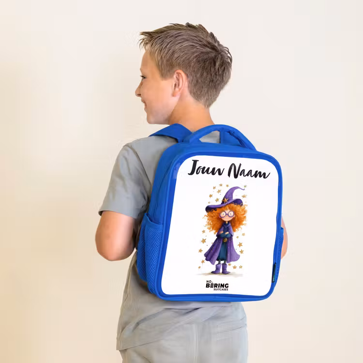 Kinderrugzak met naam - Blauw - Sterrenmagie met krullen — 3