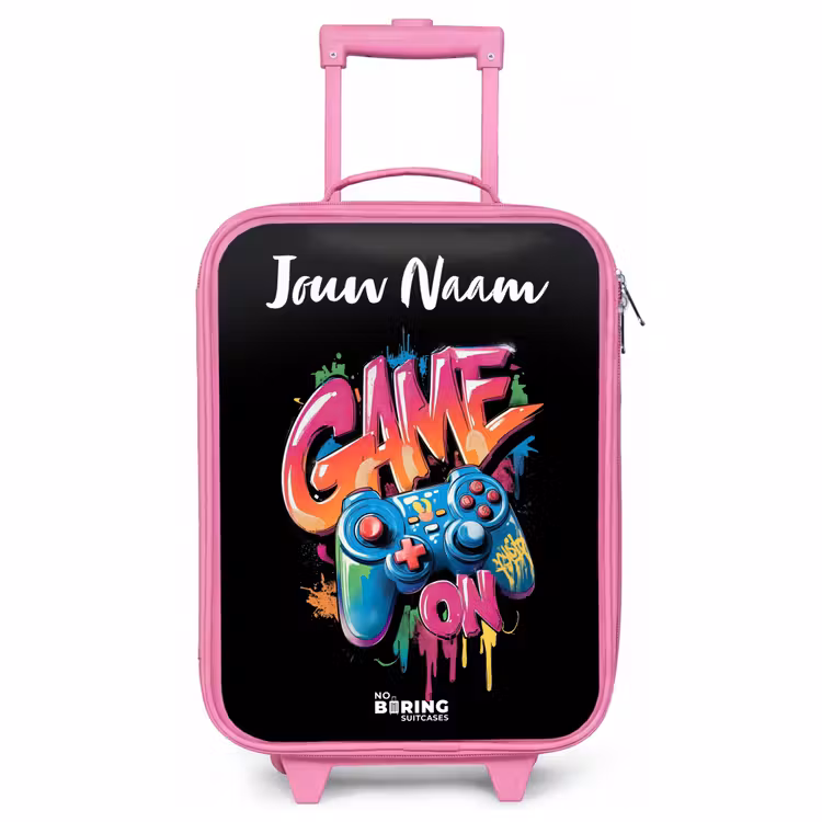 Kinderkoffer met naam - Roze - Controller - Game - Graffiti - Tekst — 1