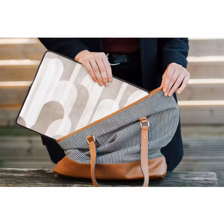 Laptophoes - Abstracte bogen - Modern - Beige — 4