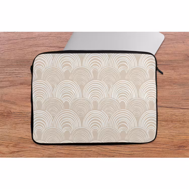 Laptophoes - Golven - Structuur - Beige — 2