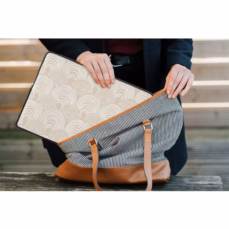 Laptophoes - Golven - Structuur - Beige — 4