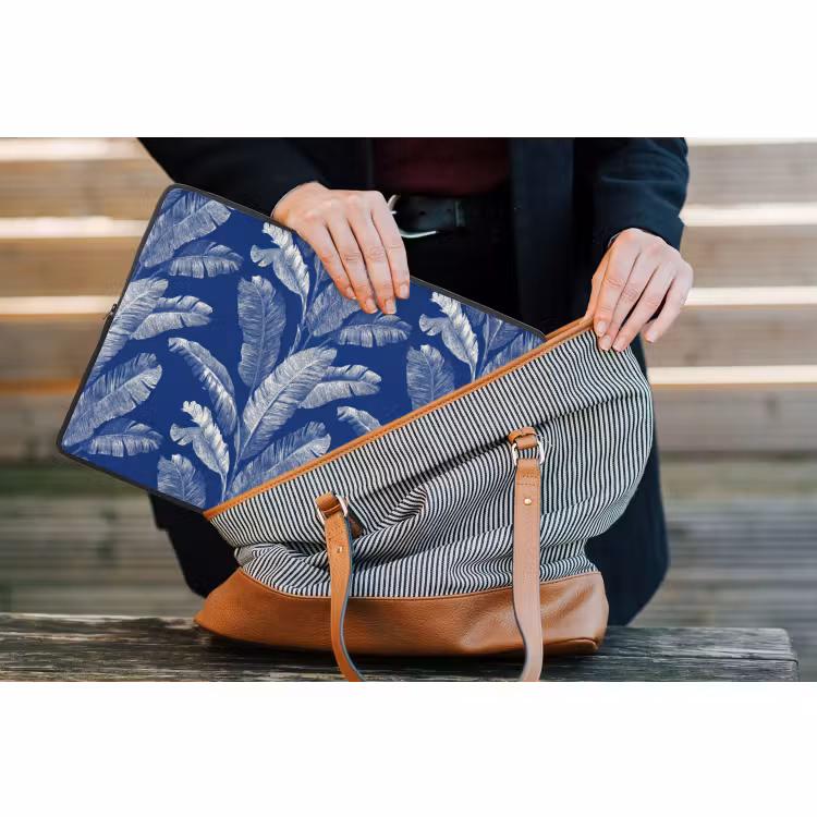 Laptophoes - Blad - Palm - Blauw — 4