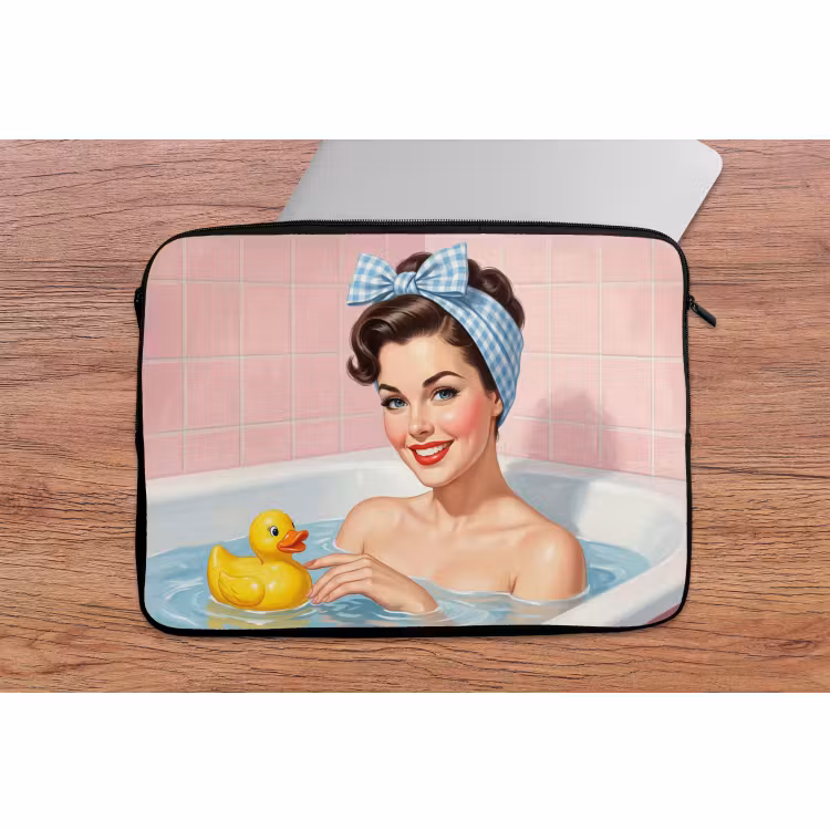 Laptophoes - Badkamer - Eend - Blauw — 2