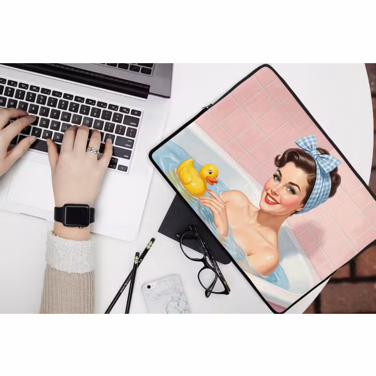 Laptophoes - Badkamer - Eend - Blauw — 3