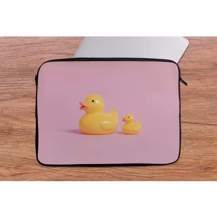 Laptophoes - Eendjes - Vrolijk - Roze — 2
