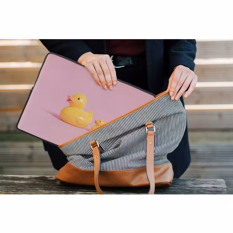 Laptophoes - Eendjes - Vrolijk - Roze — 4
