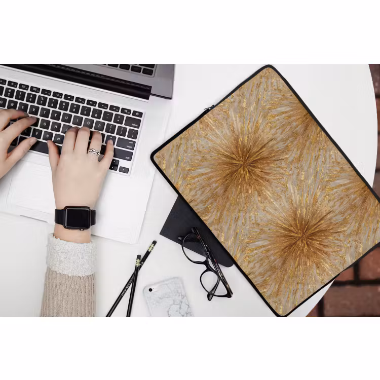 Laptophoes - Explosie - Abstract - Goud - Wit — 3
