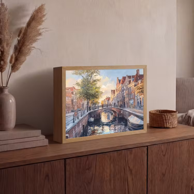 Lightbox - Wandlamp - Brug - Stad - Huizen - Boot — 4