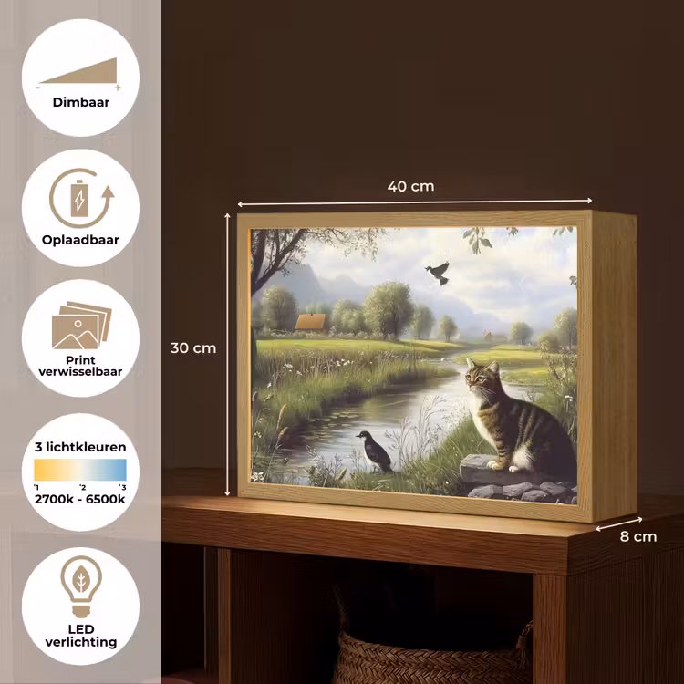 Lightbox - Wandlamp - Kat - Beekje - Weide — 10