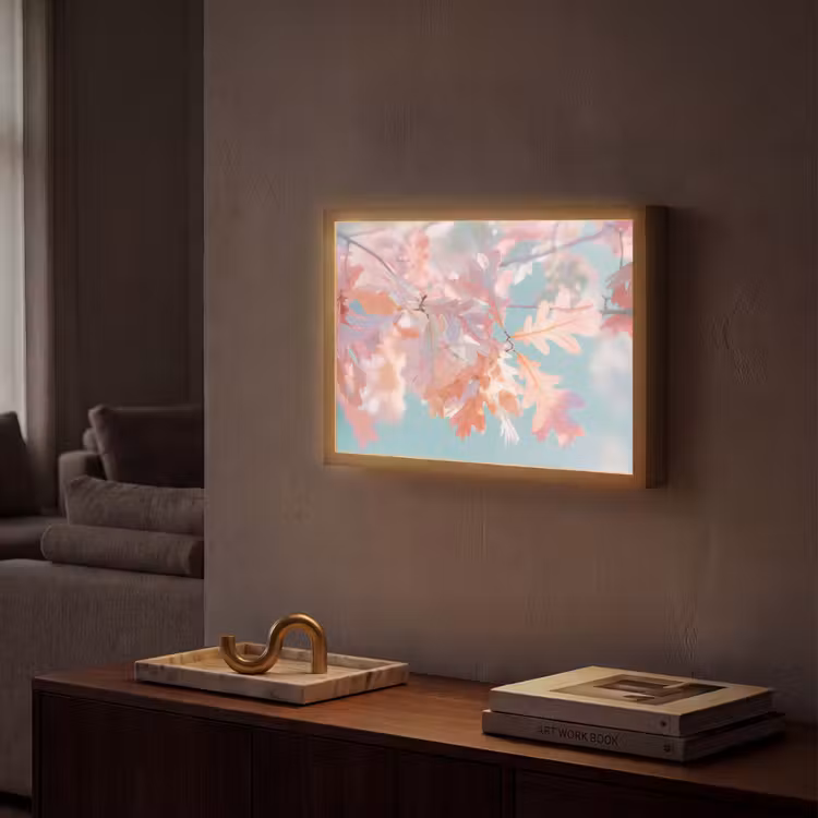 Lightbox - Wandlamp - Eikenbladeren - Takken - Roze — 2