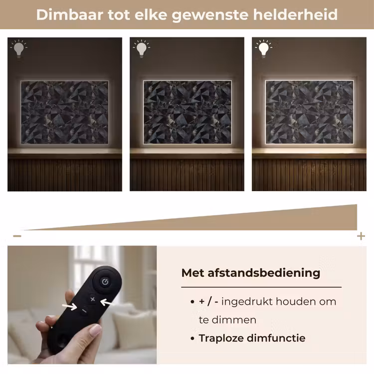Lightbox - Wandlamp - Driehoeken - Abstract - Donker — 9