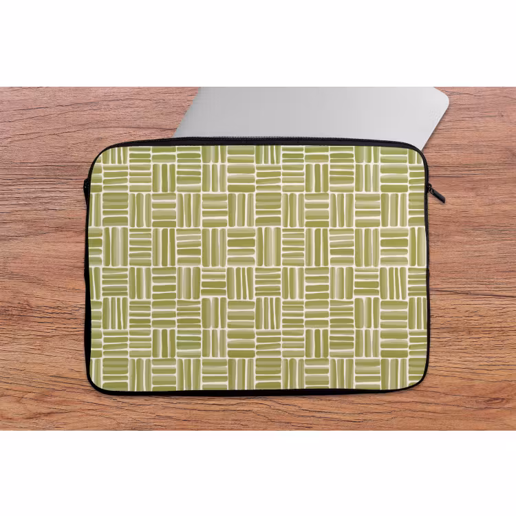 Laptophoes - Vlecht - Patroon - Groen — 2