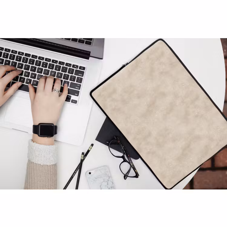 Laptophoes - Structuur - Spikkels - Beige — 3