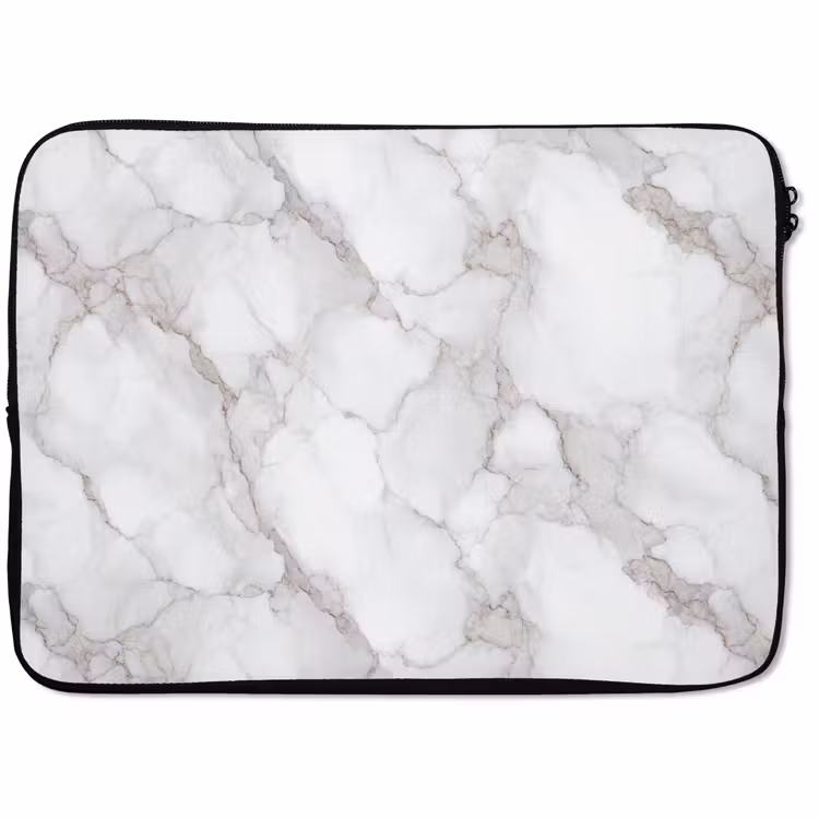 Laptophoes - Wit - Marmer - Bruin — 1