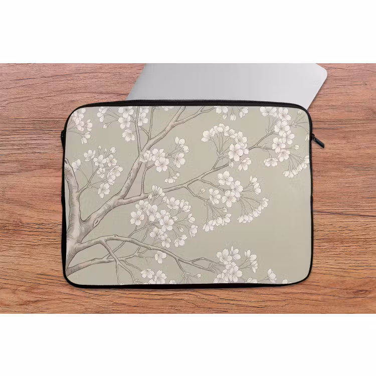 Laptophoes - Sereen - Bloesem - Wit — 2
